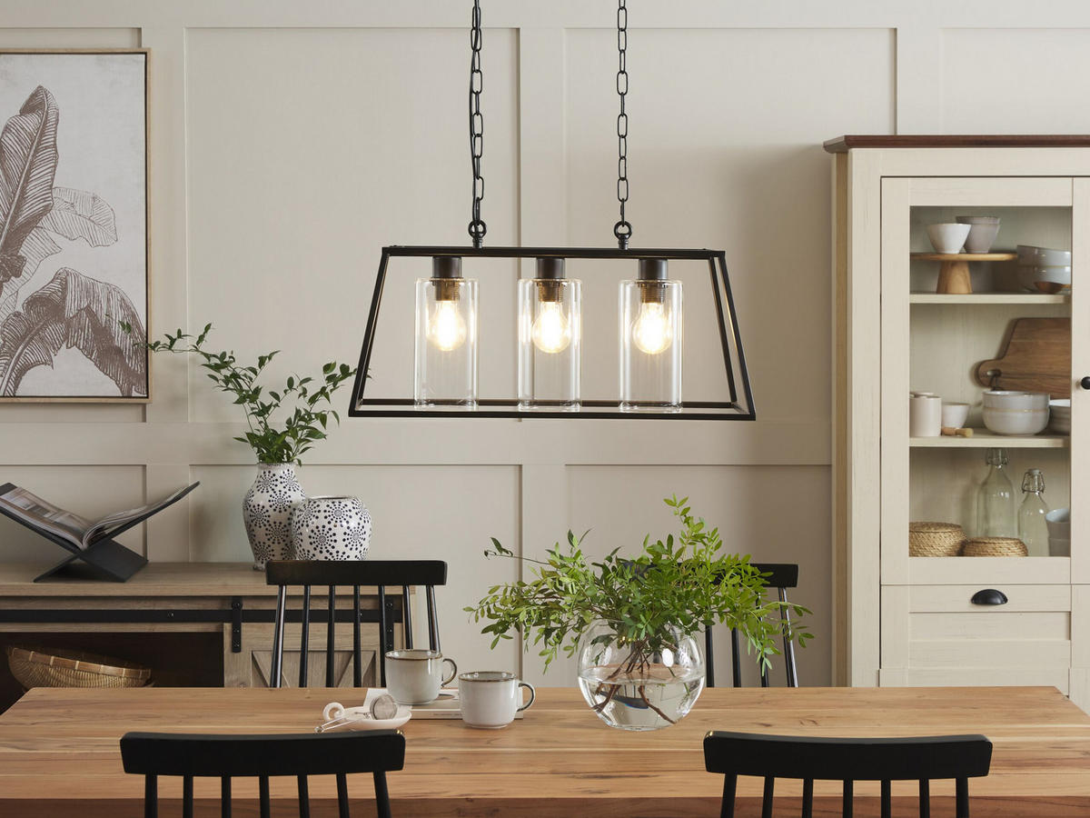 HÄNGELEUCHTE Muger 25/60/117 cm - Schwarz, Metall (25/60/117cm) - Beliani