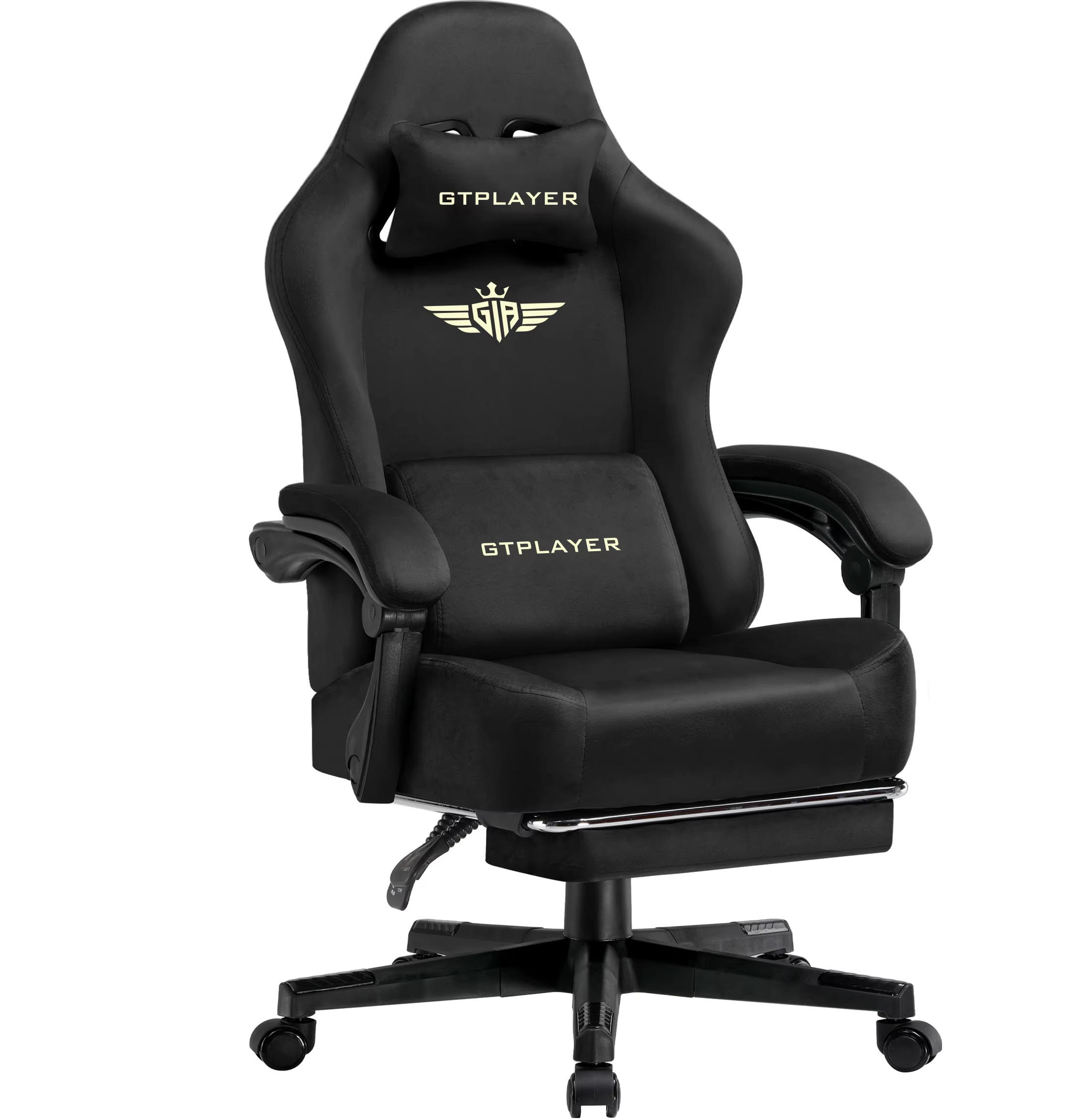 GAMINGSTUHL Stoff Atmungsaktiv Ergonomisch Schwarz - Schwarz, Metall (67/131/49cm) - Kaket