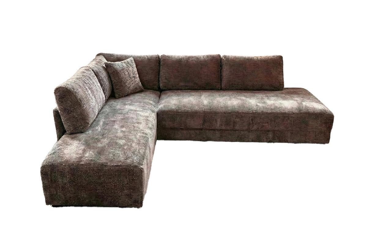 SCHLAFSOFA SADIRA Taupe Flachgewebe - Taupe/Schwarz, Kunststoff/Textil (288/209cm) - KAWOLA