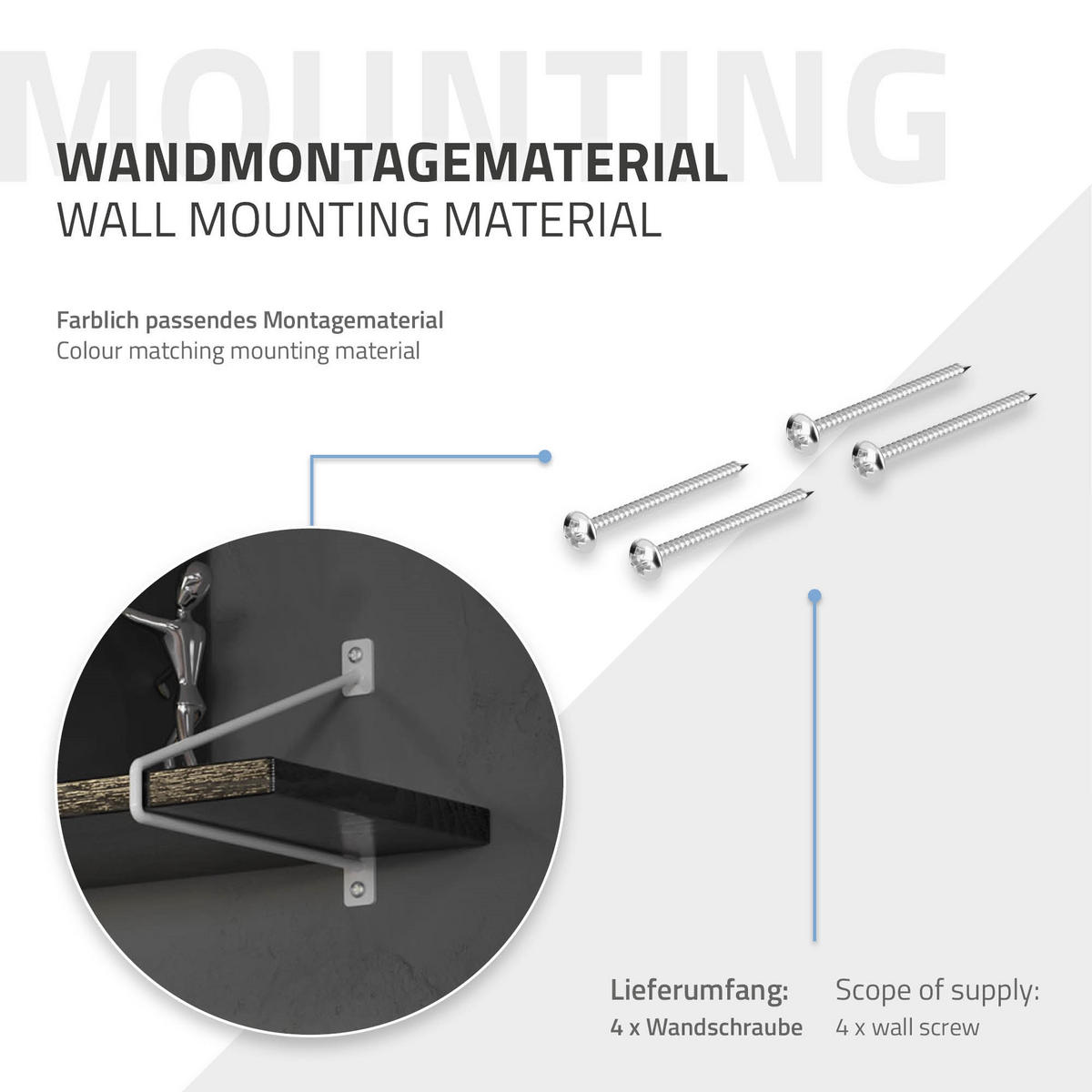 REGALHALTERUNG 2er Set 265mm Weiss - Weiß, Metall (18/2.3/26.5cm) - ML-DESIGN