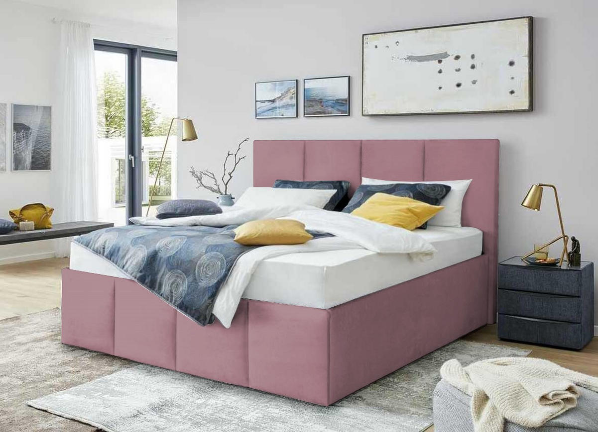 POLSTERBETT Dalas Rose 120 x 200 x 40 cm Stauraum ohne hydraulische Funktion Mit hochwertiger Matratze H2 (bis 100 kg) und Lattenrost - Rosa, Holz (120/200cm) - Halmon Schlafkomfort Betten 
