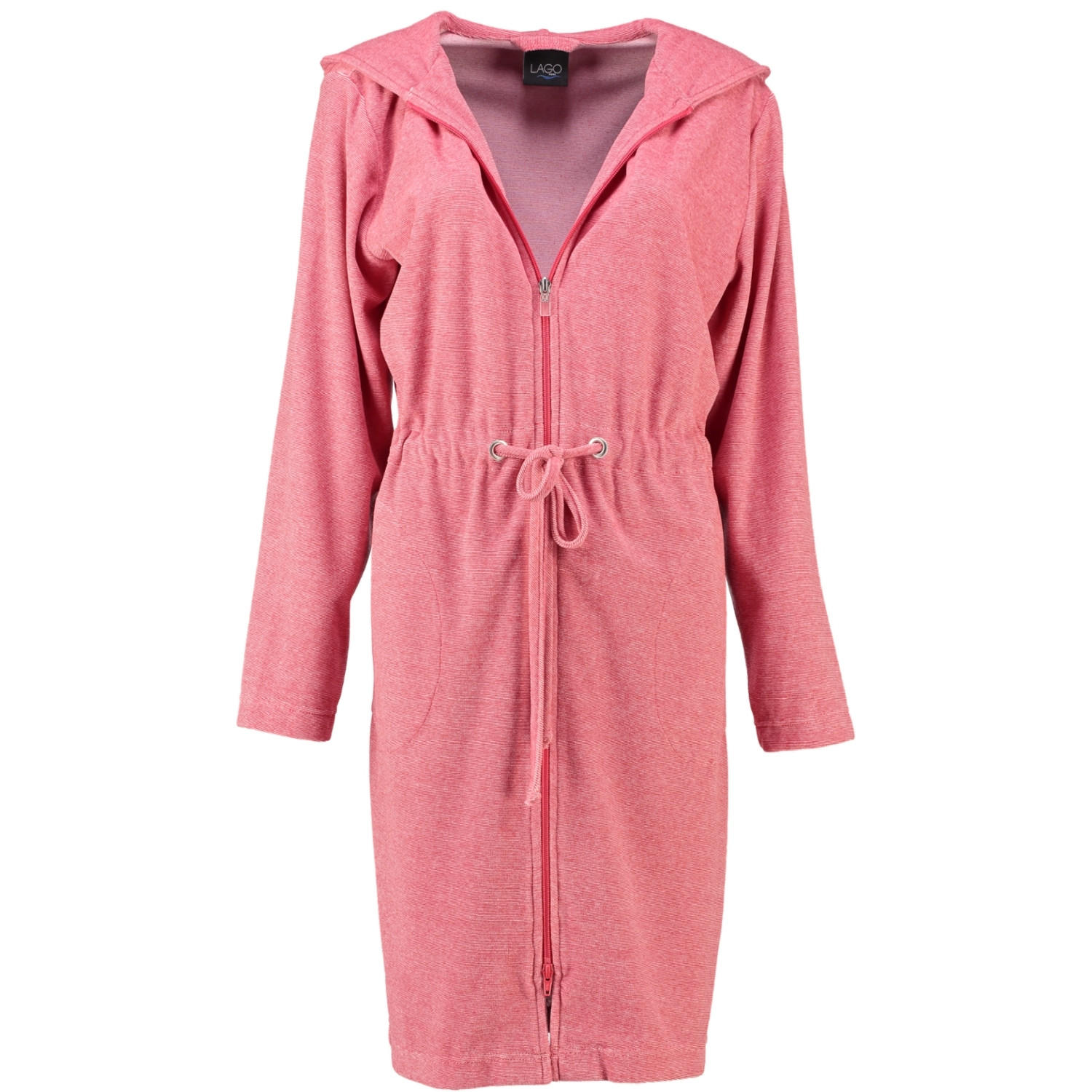 BADEMANTEL DAMEN KURZMANTEL MIT KAPUZE 817 KORALLE - 22 - Rot, Textil (XSnull) - Cawoe