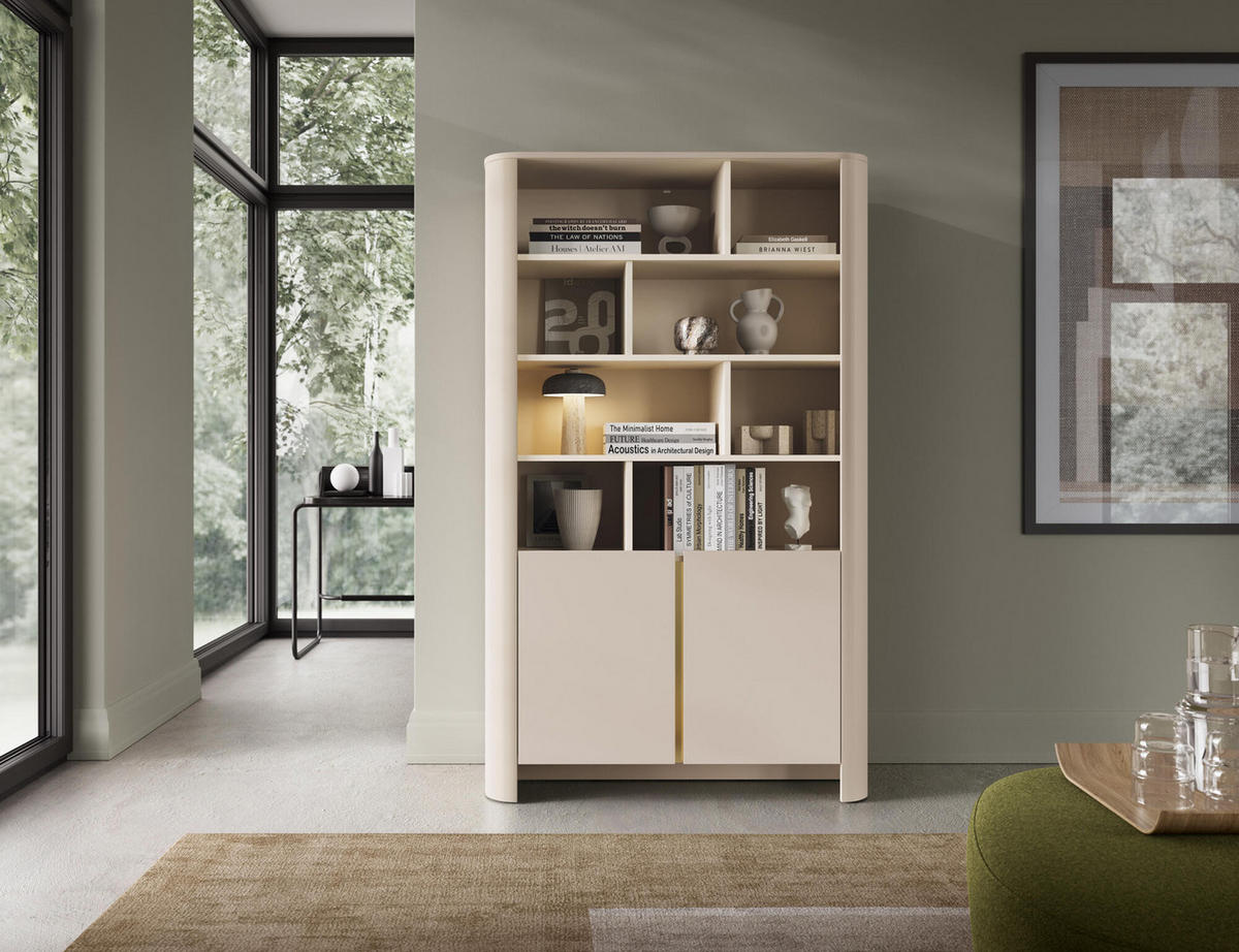 VITRINE BARI Beige 103x39x170 cm - Beige, Holzwerkstoff (103/170/39cm) - FURNLUX