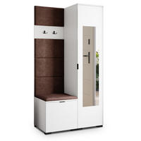 GARDEROBENSCHRANK VIRA 95/181/51 cm Modern Garderobe-Set Weiß - Weiß/Braun, Holzwerkstoff (95/181/51cm) - MASSENO
