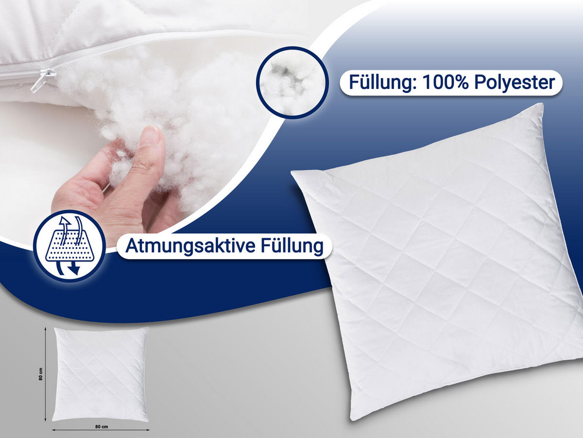 KISSEN, 80x80 cm, 50% Polyester, 50% Baumwolle, Weiß - Weiß, Textil (80/80cm) - Zollner