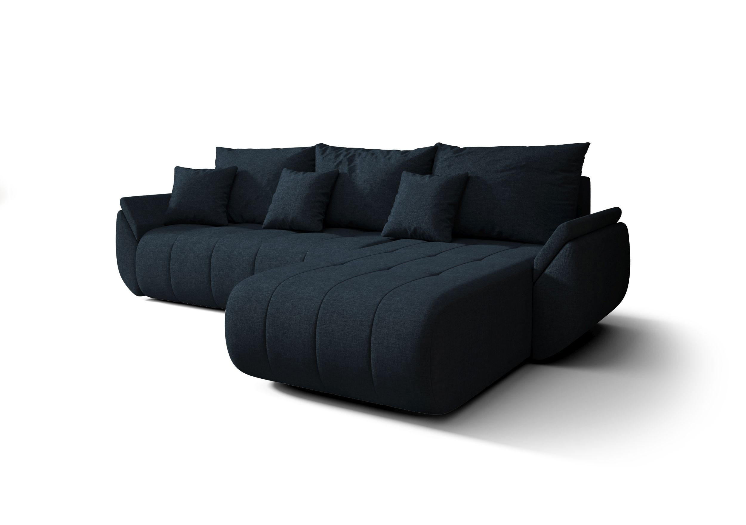 ECKSOFA mit Schlaffunktion TOKYO Wind 77 - Dunkelblau, Textil (280/185cm) - Bedante