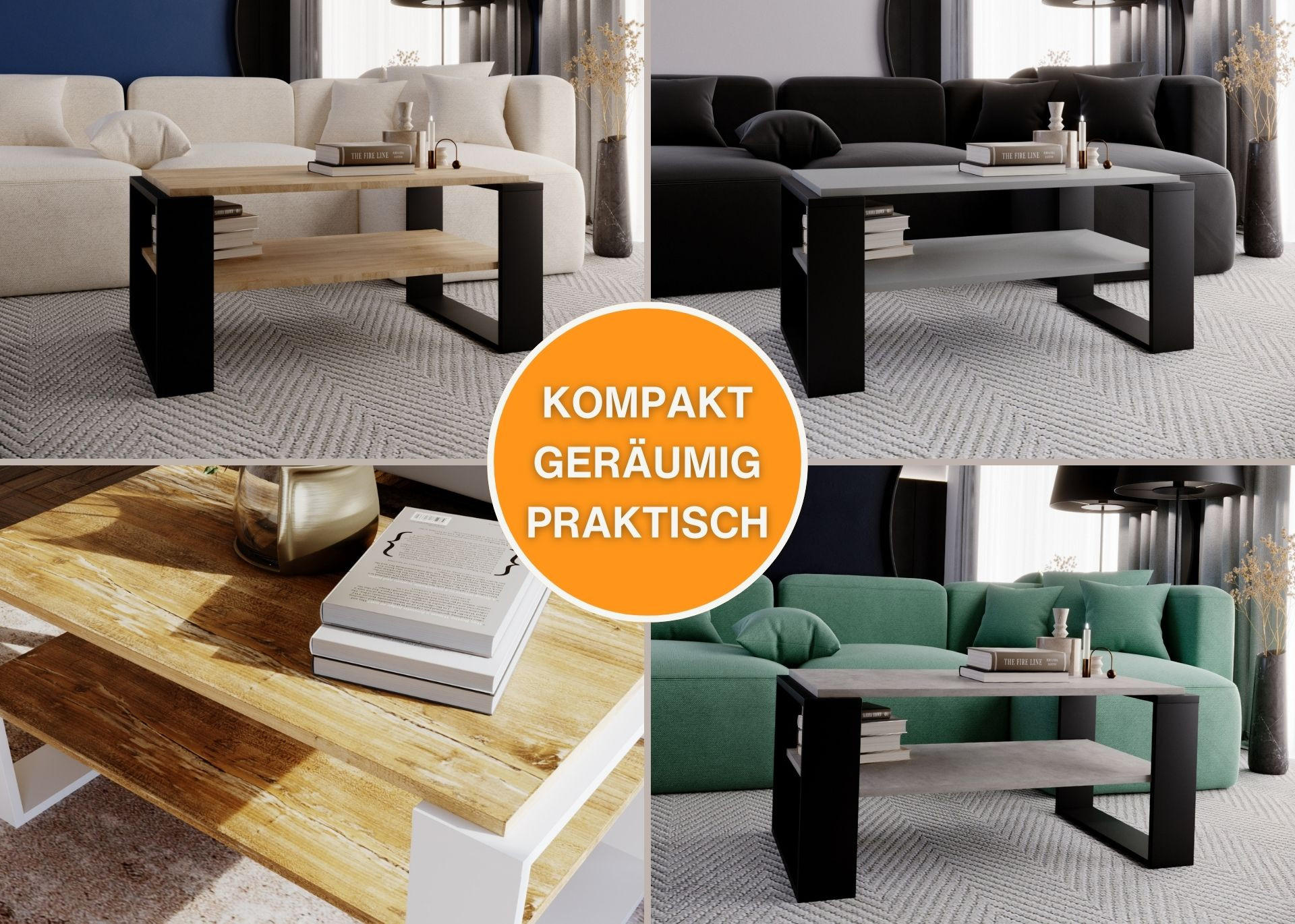 COUCHTISCH Kaja96 96/42/53,8 - Schwarz/Sonoma Eiche, Holzwerkstoff (54/96/42cm) - RAUMHIRSCH FURNITURE