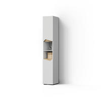 BADSCHRANK Timavo Weiß 30 x 180 cm mit Türen, und offenen Fächern - Weiß/Eiche Artisan, Holzwerkstoff (30/180/35cm) - Livinity®