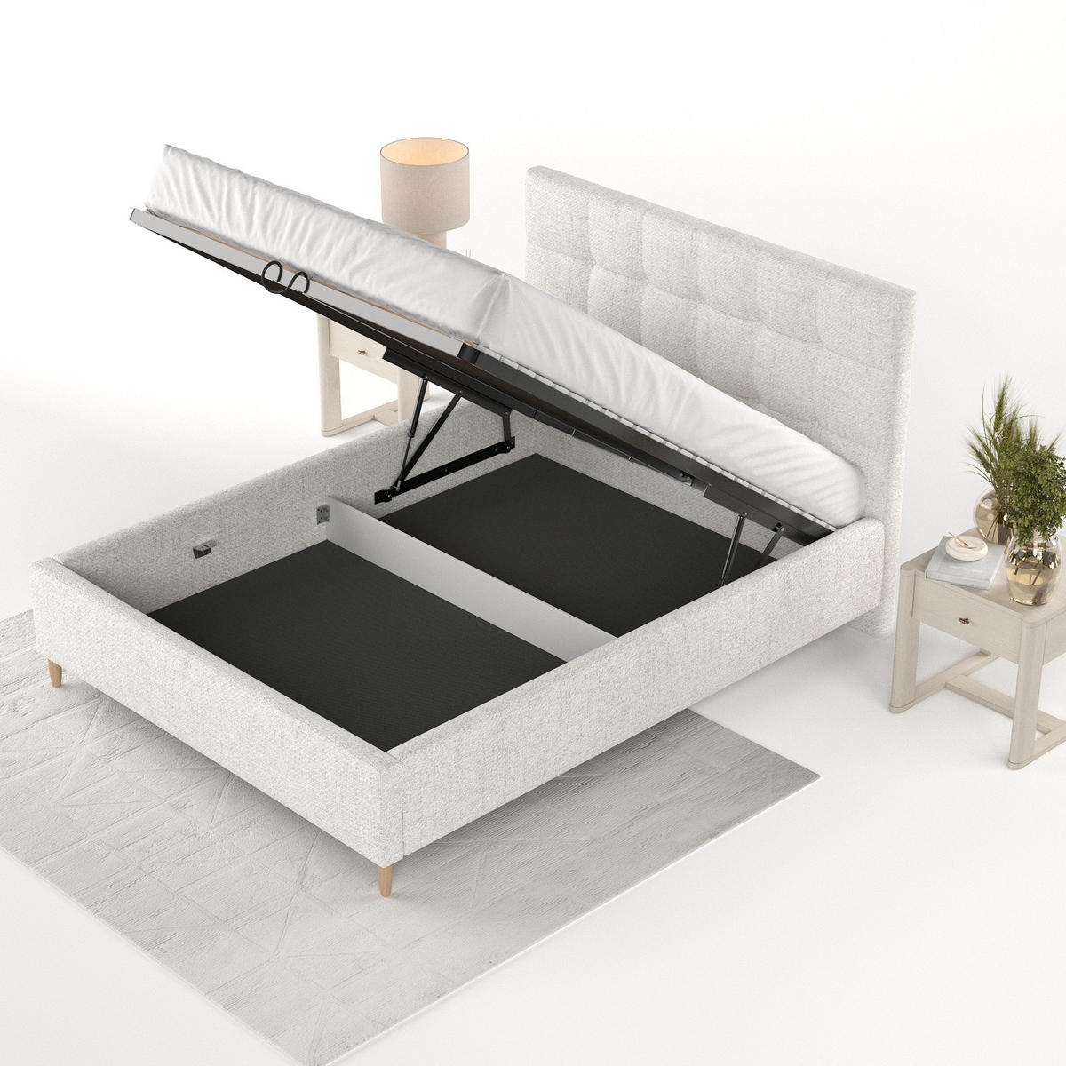 POLSTERBETT Cora 140/200 cm Creme im Neve Stoff - Creme/Naturfarben, Holz/Holzwerkstoff (140/200cm) - AltaBeds