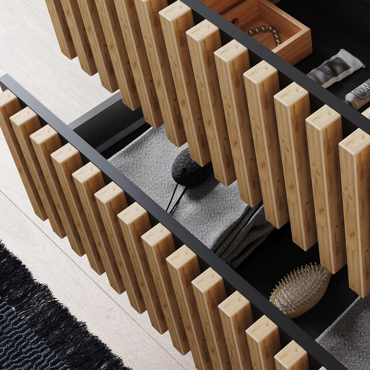 WASCHBECKENSCHRANK Lucca-107 - Braun, Holzwerkstoff (80/56/45cm) - Lomado