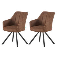 ESSZIMMERSTUHL THOMAS-INES 2er-Set 180° drehbar - Schwarz/Braun, Textil (57/85/62cm) - DUBI Möbel