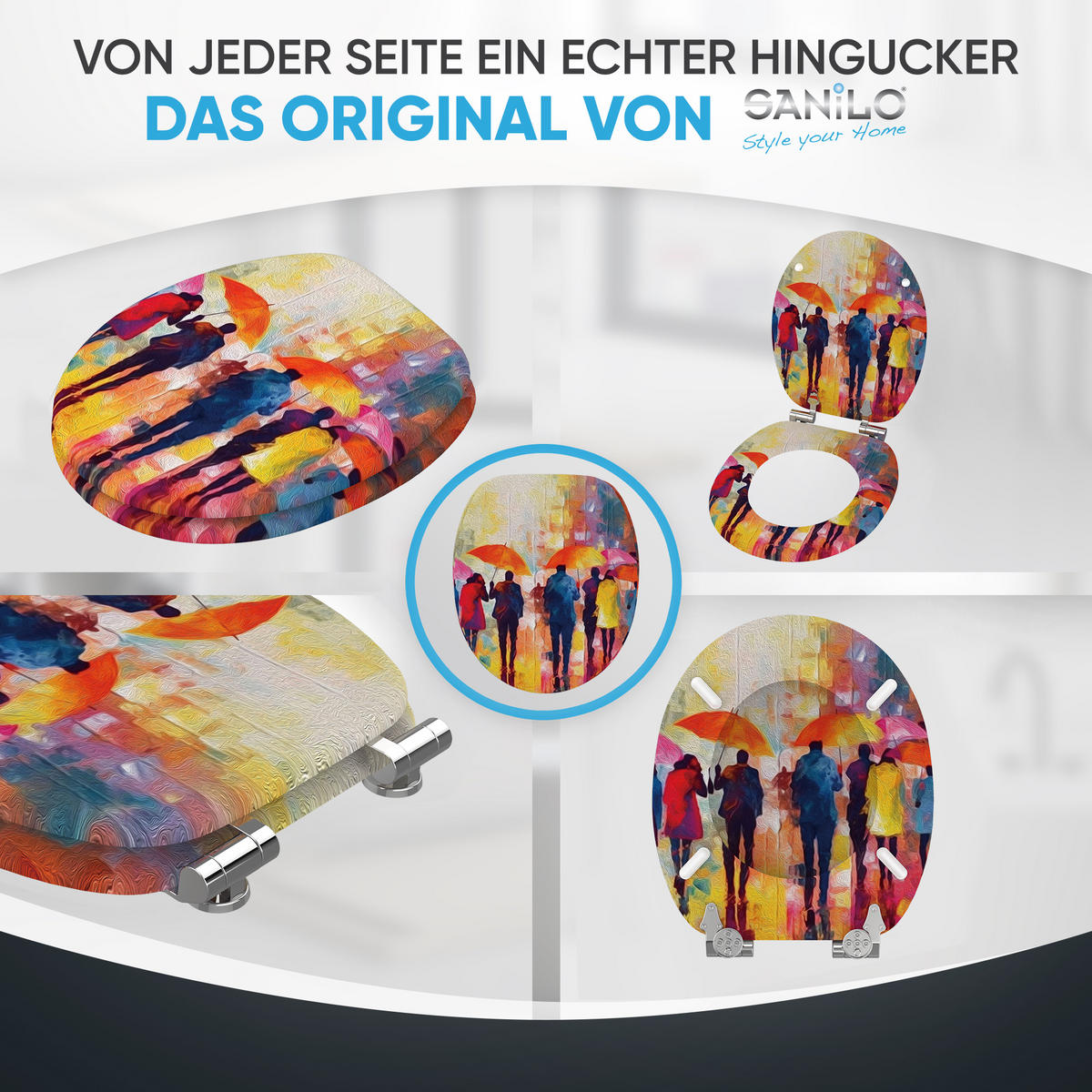 WC Sitz mit Absenkautomatik Umbrella - Multicolor, Holzwerkstoff (38/6/47cm) - Sanilo