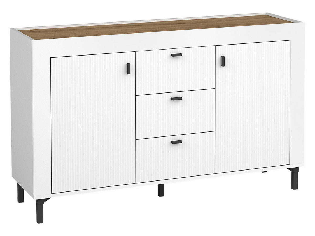 KOMMODE Mossa 2D3S MO06 - Schwarz/Weiß, Holzwerkstoff/Kunststoff (138/84/40cm) - MIRJAN24