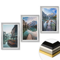 WANDBILDER 3er Set - 40x60 cm Silberner Rahmen - See Berge Holzboote - Silberfarben, Kunststoff (40/60cm) - ArtPrintCave