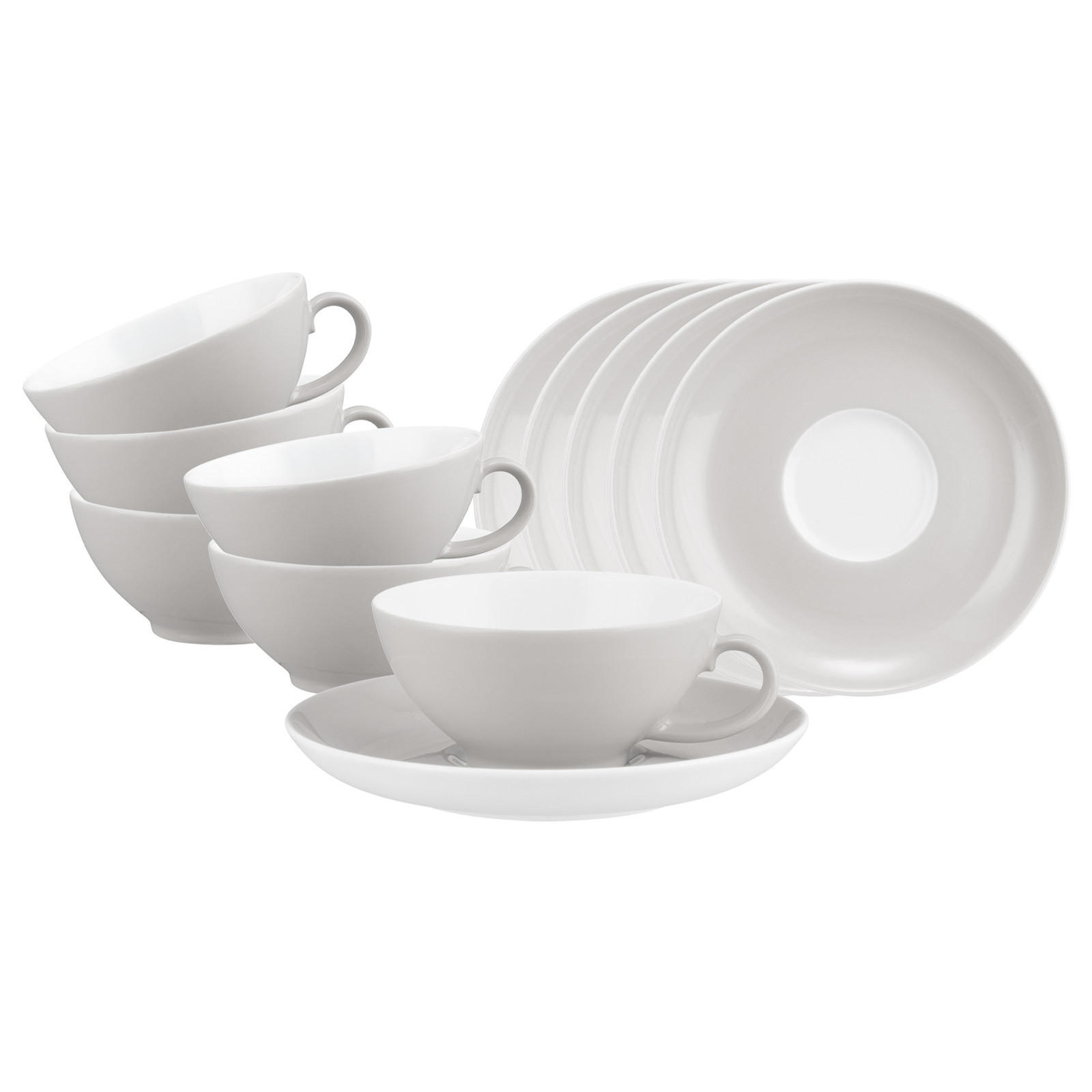 TEETASSEN MIT UNTERTASSEN Liberty Pure Colors New Grey 140 ml 6er Set - Grau, Keramik (13/6.3/13cm) - Seltmann Weiden