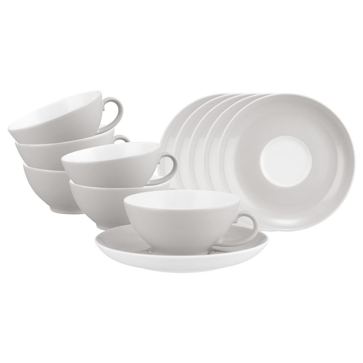 TEETASSEN MIT UNTERTASSEN Liberty Pure Colors New Grey 140 ml 6er Set - Grau, Keramik (13/6.3/13cm) - Seltmann Weiden