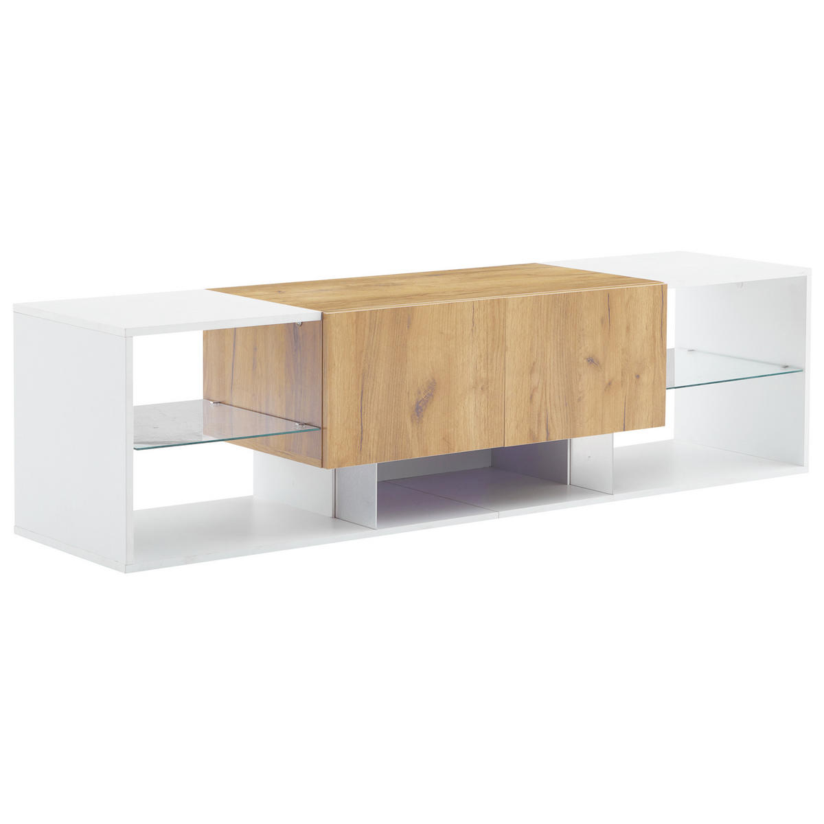 TV-MÖBEL Palermo Eichefarben Weiß 160/40/42 cm - Eichefarben, Holzwerkstoff (160/42/40cm) - PANGIVO