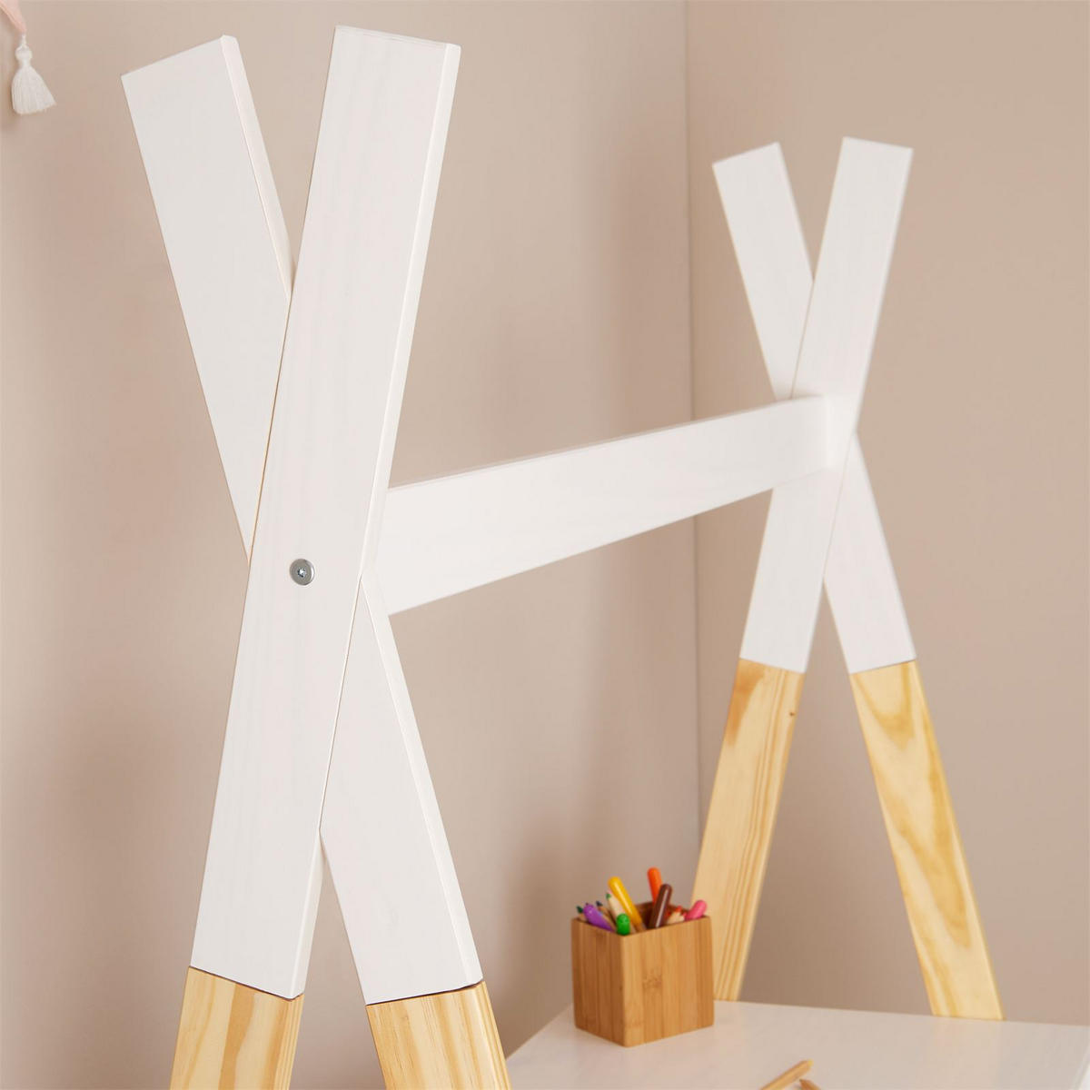 KINDERSCHREIBTISCH SIMI - Naturfarben/Weiß, Holz (104/155/65cm) - IDIMEX