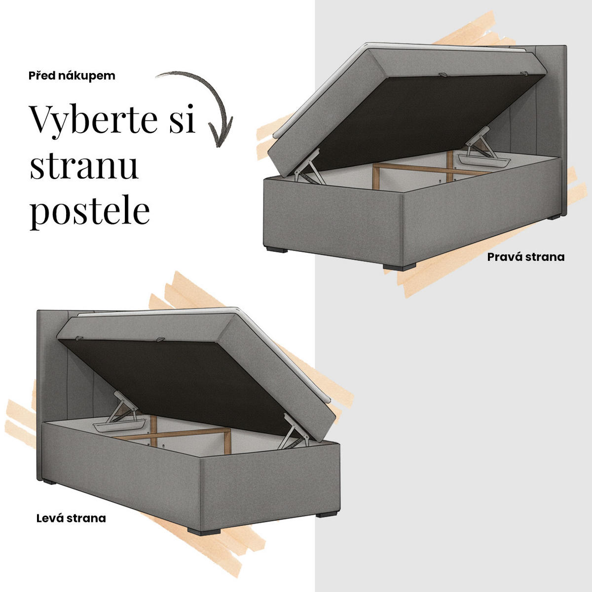 MLÁDEŽNÍ POSTEL TILIO DUO 90/200 - Světle růžová Manšestr - H3 - Pravá - růžová, textil (90/200cm) - MKS