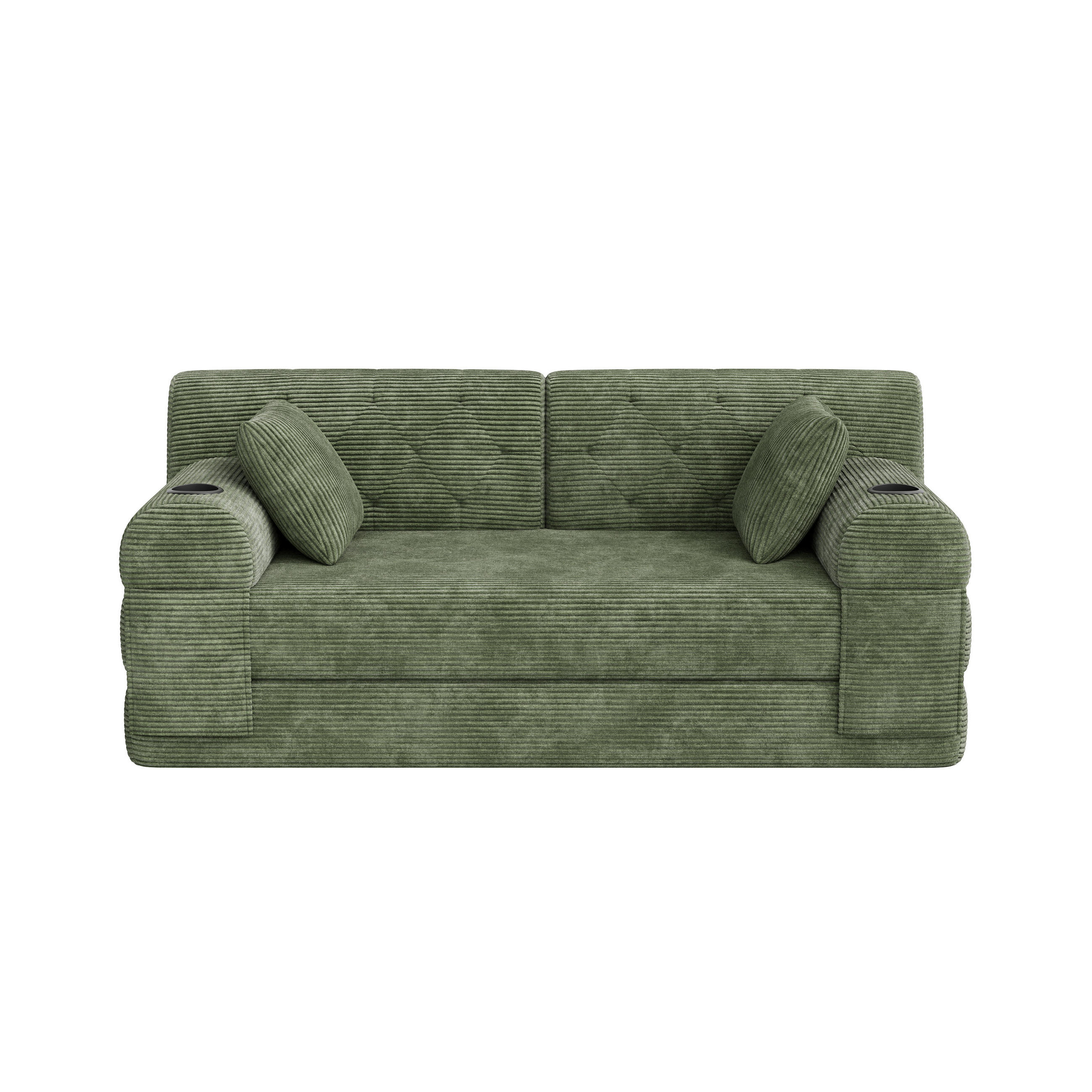 SCHLAFSOFA 2-in-1 Doppelschlafsofa Chenille Ausklappbar - Grün, Textil (168/81/80cm) - Urban Meuble