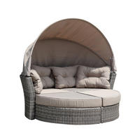 LIEGEINSEL, Alu + Polyrattan Grau Bicolor, Polster Taupe - Grau, Metall (200/172/187cm) - TPFGarden