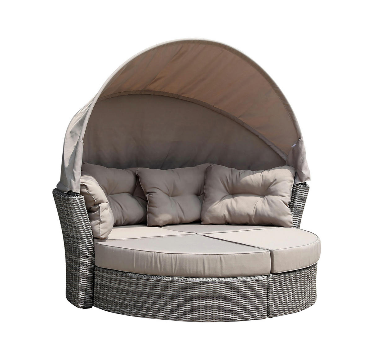 LIEGEINSEL, Alu + Polyrattan Grau Bicolor, Polster Taupe - Grau, Metall (200/172/187cm) - TPFGarden