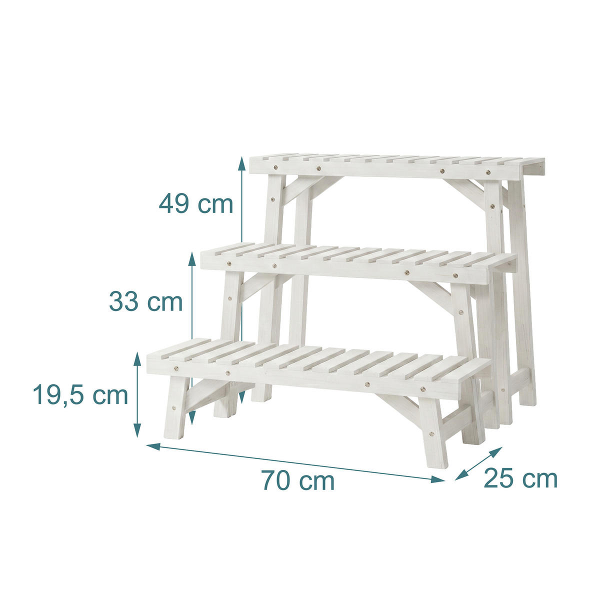 BLUMENSTÄNDER Weiß 3er-Set Tannenholz 70x25 cm - Weiß, Holz (70/49/25cm) - Relaxdays