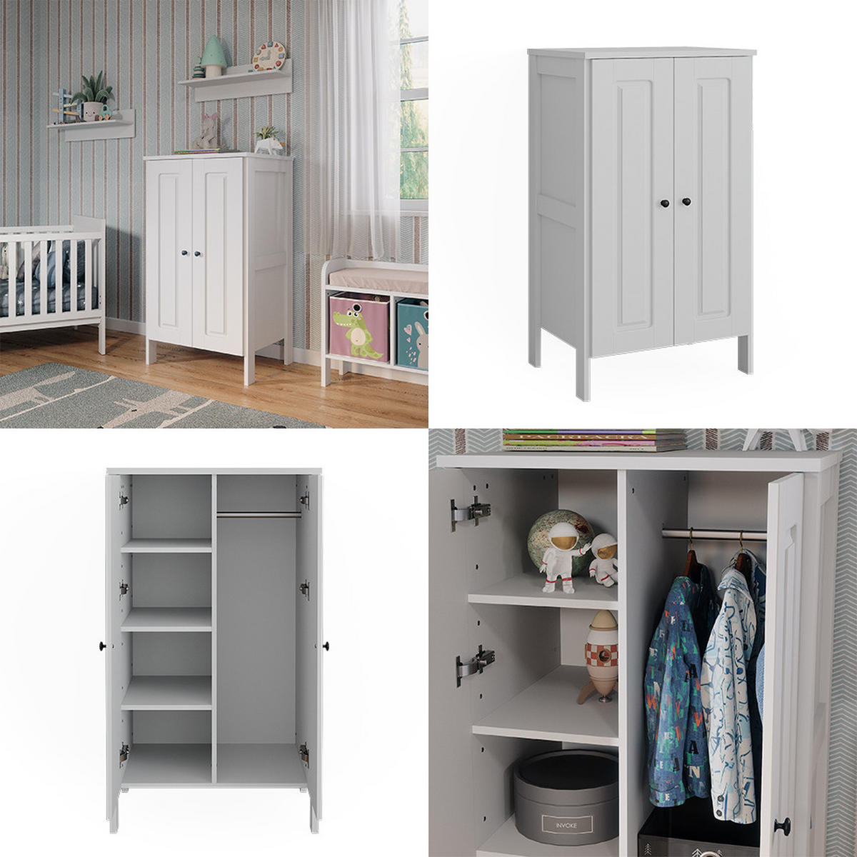KINDERKLEIDERSCHRANK Ajaton Weiß 70 x 120.6 cm - Weiß, Holzwerkstoff (70/120.6/53.4cm) - VitaliSpa