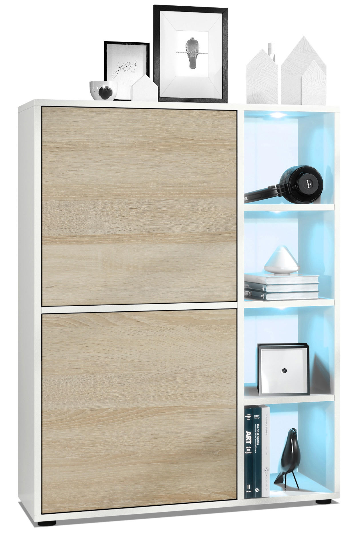 HIGHBOARD Cuba Türen in Eiche sägerau - Eiche San Remo, Holzwerkstoff (79/105.5/35.5cm) - Vladon