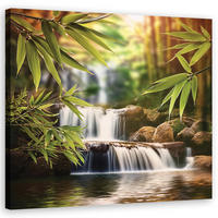 WANDBILD wasserfall zen steine - Grün, Textil (50/50cm) - Feeby