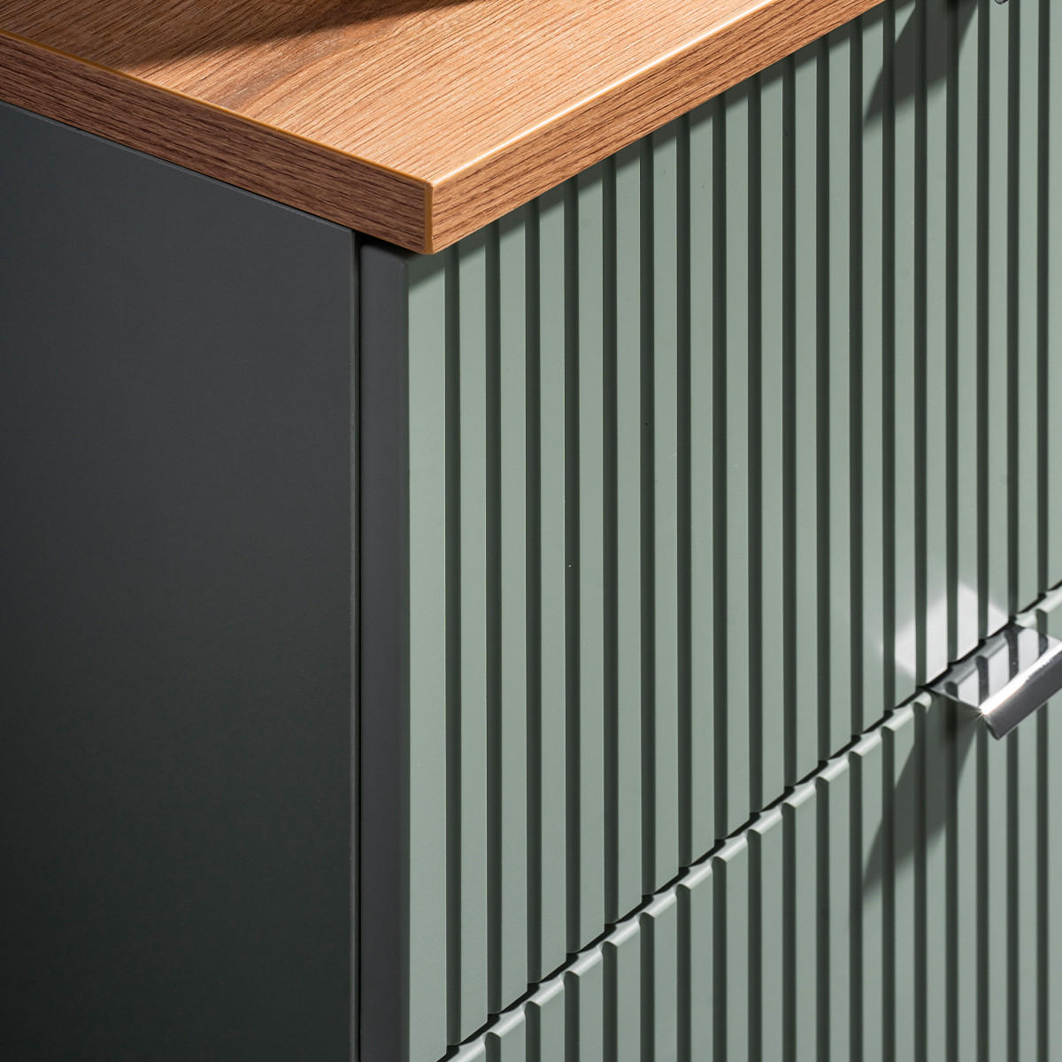 WASCHTISCHUNTERSCHRANK 140.4cm Jade Grün und Holz - Grün, Holzwerkstoff (140.4/59/40cm) - Petits-meubles