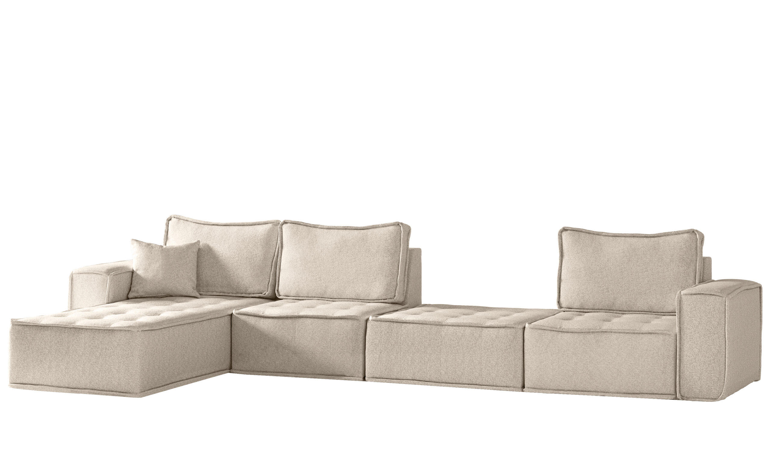 BOHOO modulare Ecke XL Hellbeige Links - Ecru, Holz (192/382cm) - Kaiser Möbel