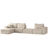 BOHOO modulare Ecke XL Hellbeige Links - Ecru, Holz (192/382cm) - Kaiser Möbel