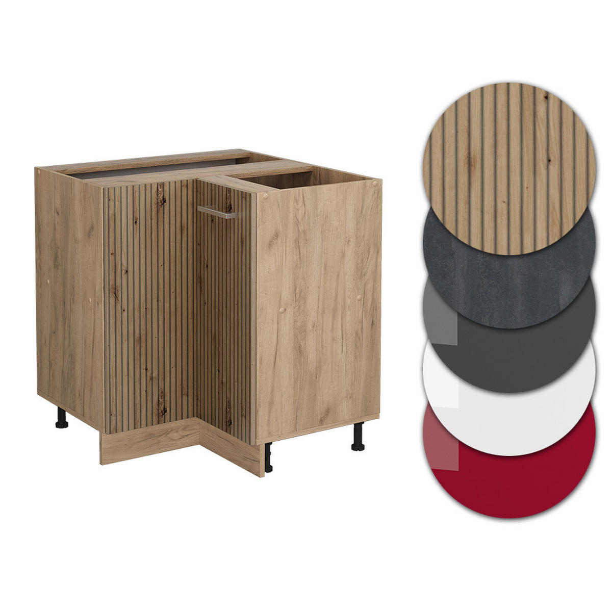 ECKUNTERSCHRANK R-Line Artisan-Eiche 75.6 cm, AP Anthrazit - Eiche Wotan/Eiche Artisan, Holzwerkstoff (75.6/81.6/60cm) - Vicco