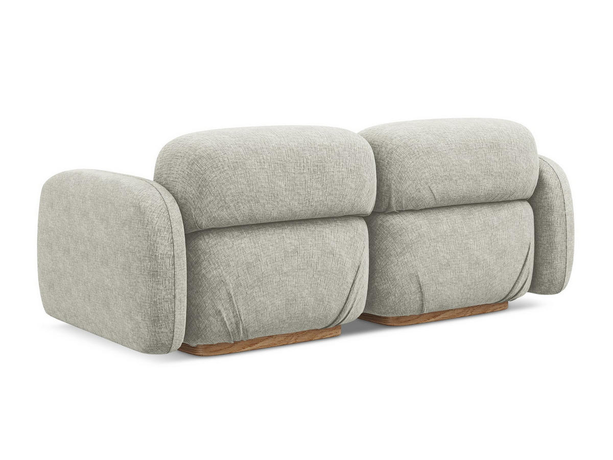 3-SITZER SOFA Chenille Stoff Grau - Silberfarben/Braun, Holz/Textil (190/73/95cm) - Makamii
