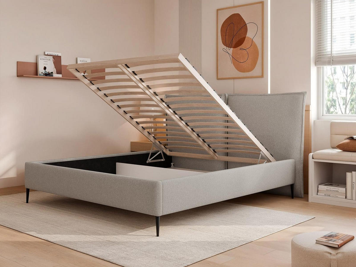 POLSTERBETT holzrahmen beige 200x200 ORION - Beige, Holzwerkstoff (200/200cm) - Compleo24