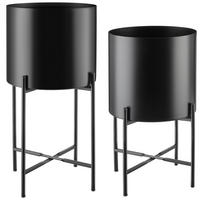PFLANZENSTÄNDER Mine,Anti-Rutsch-Pads, Belastbarkeit je 20 kg,schwarz - Schwarz, Metall (31/56/31cm) - tectake