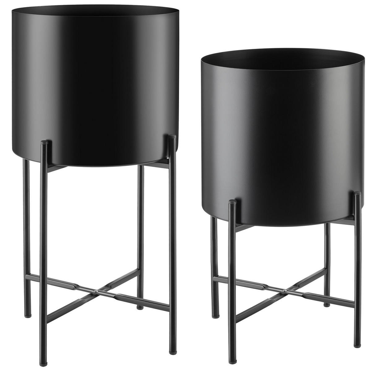 PFLANZENSTÄNDER Mine,Anti-Rutsch-Pads, Belastbarkeit je 20 kg,schwarz - Schwarz, Metall (31/56/31cm) - tectake