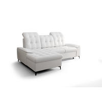 ECKSOFA KONGO RBN18, Eckcouch in L-Form mit Schlaffunktion, Farbe: Weiß, Kunstleder, Ottomane Links - Weiß, Textil (257/172cm) - O-Sofa