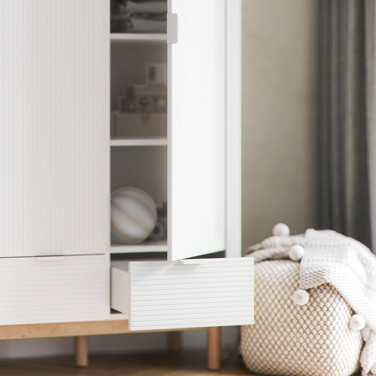 SKŘÍŇ 2DVEŘOVÁ Miloo Bílá - bílá, kompozitní dřevo (100/198/52.5cm) - Petits-meubles