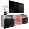 SIDEBOARD TV URBINO Weiß, LED Beleuchtung Mehrfarbige - Schwarz/Weiß, Glas/Holzwerkstoff (140/53/35cm) - Komodee
