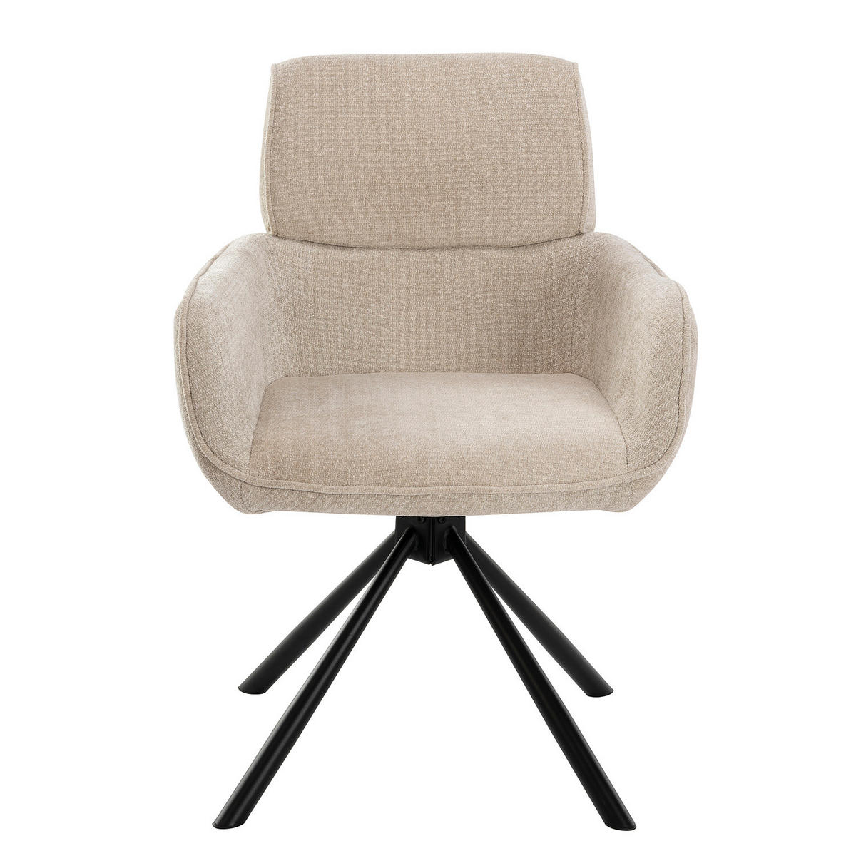 HOME24 Drehbarer Armlehnenstuhl CORPA 2er-Set - Beige/Schwarz, Textil/Metall (61/87/63cm) - home24
