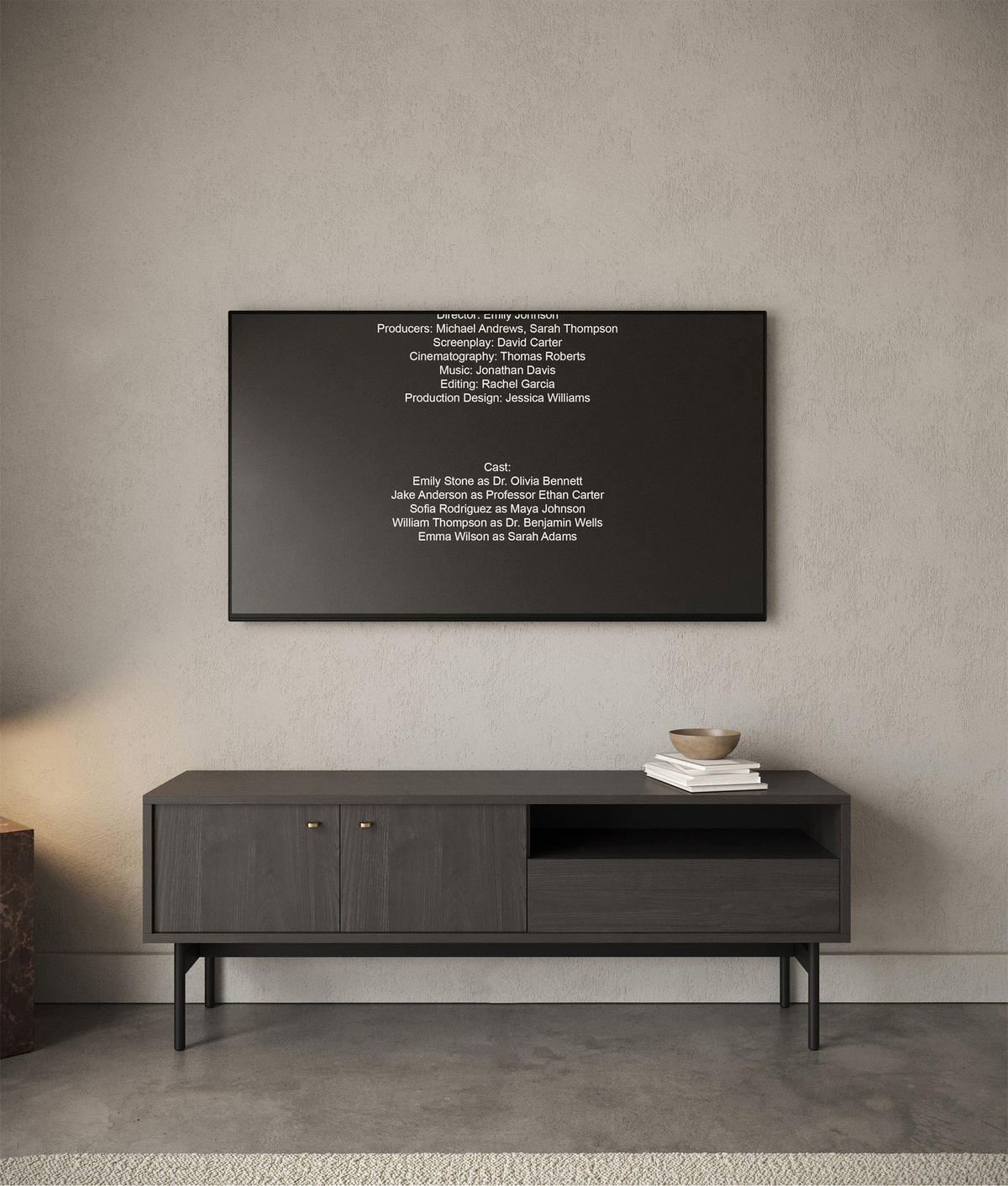 TV-STOLEK Olar II Jasan Portland černý 154 cm - černá/zlatá, kov/kompozitní dřevo (154/56.6/38cm) - Selsey