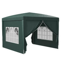 PAVILLON mit 4 Seitenwänden, Oxfordstoff, Stahl, Grün - Grün, Textil/Metall (2.95/2.58/2.95cm) - Outsunny