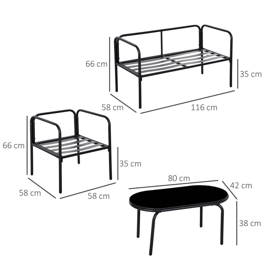 Thumbnail - Outsunny Gartenmöbel, Dunkelbraun, Metall, Kunststoff, Gartenmöbel, Gartenmöbel-Sets