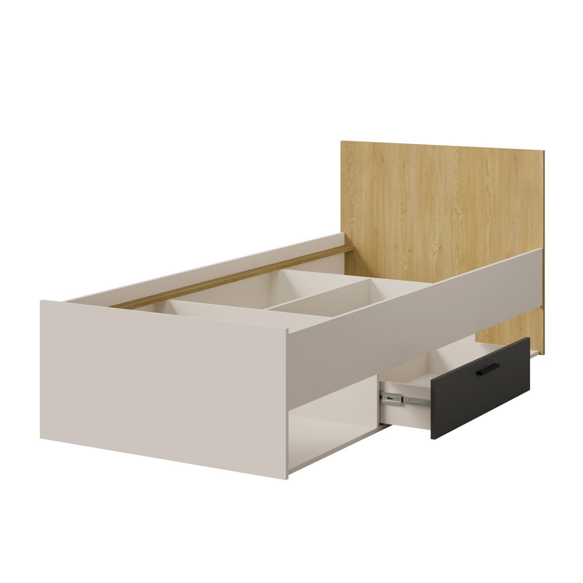 JUGENDBETT mit Schubladen Billz 90x200 Kaschmir/Eiche Cremona - Kaschmir/Schwarz, Holzwerkstoff/Kunststoff - mzm24