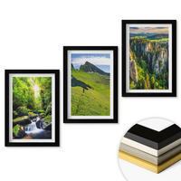 WANDBILDER 3er-Set - 20x30 cm Schwarzer Rahmen - Grüne Berge Wasserfallwald - Schwarz, Kunststoff (20/30cm) - ArtPrintCave
