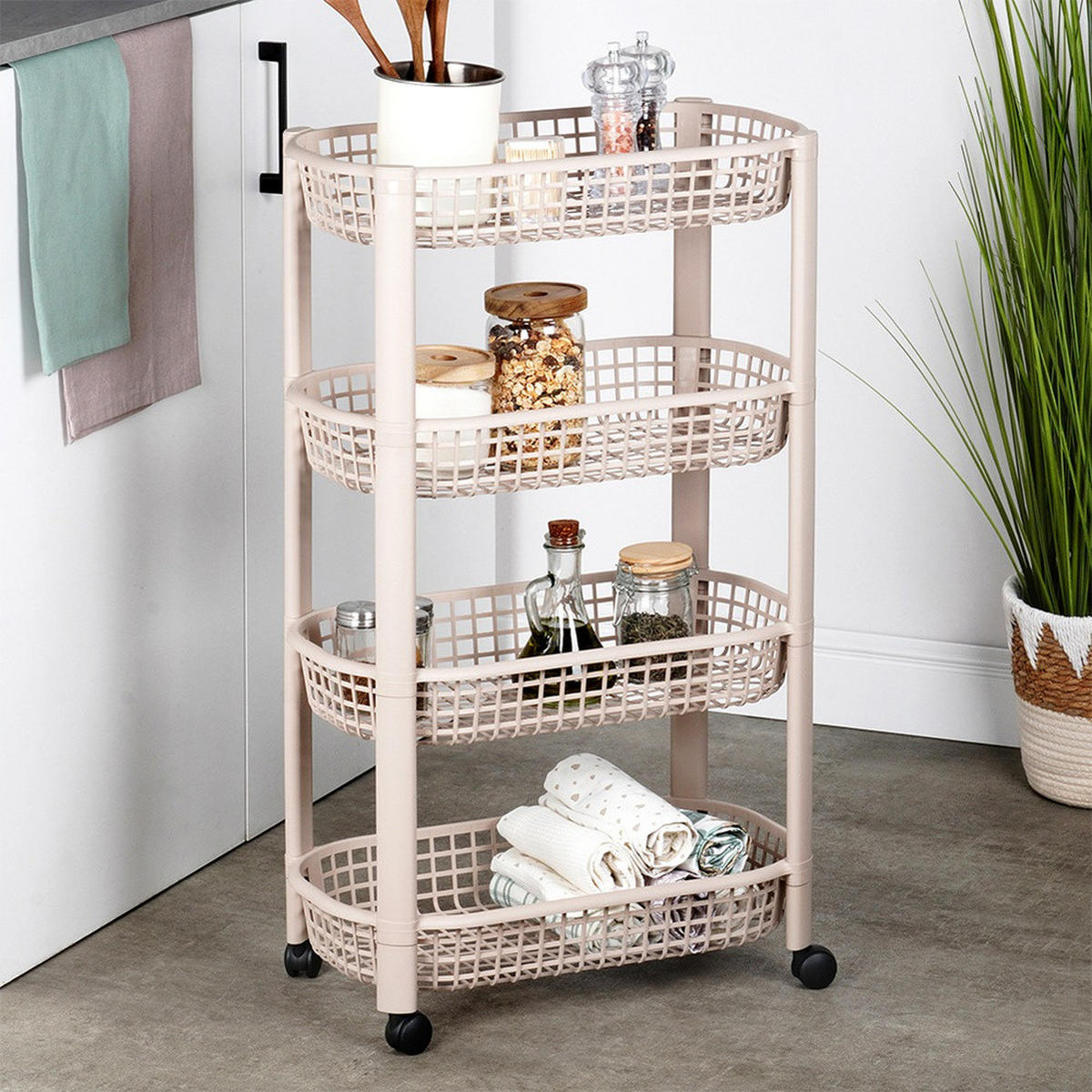 KÜCHENWAGEN Basic Beige 46.5/26/14 cm Kunstoff - Beige, Kunststoff (26/79/46.5cm) - Mondex