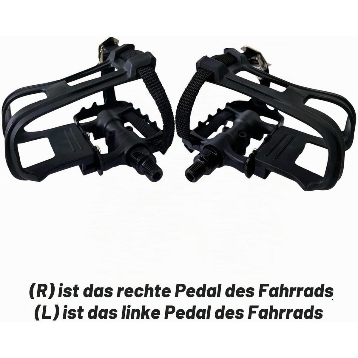 FAHRRADPEDALE mit 4D-Verstellriemen & SmartFit-Clips Schwarz - Schwarz, Kunststoff (15/1.5/17cm)