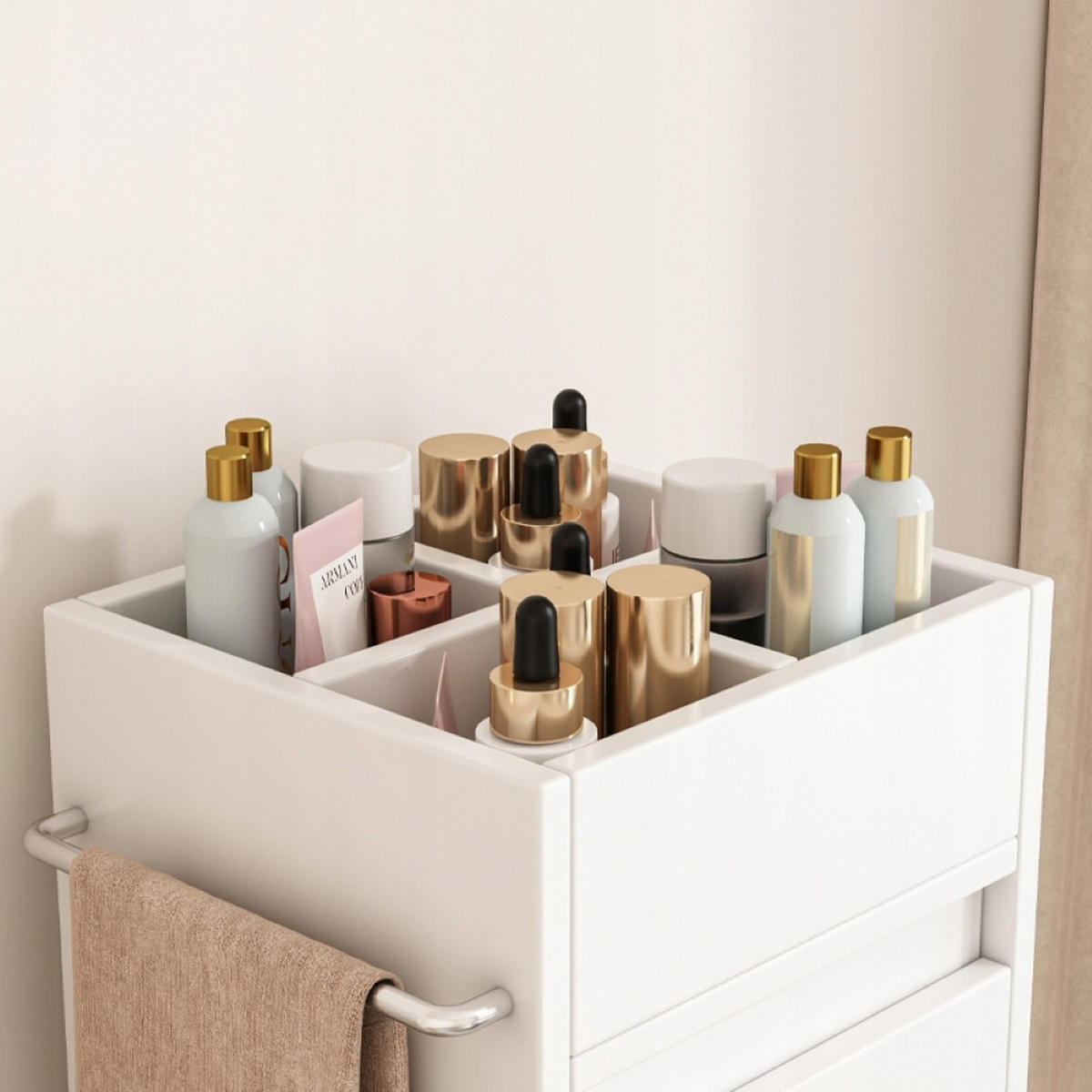 BADEZIMMERREGAL - Weiß, Holzwerkstoff (33/90/30cm)